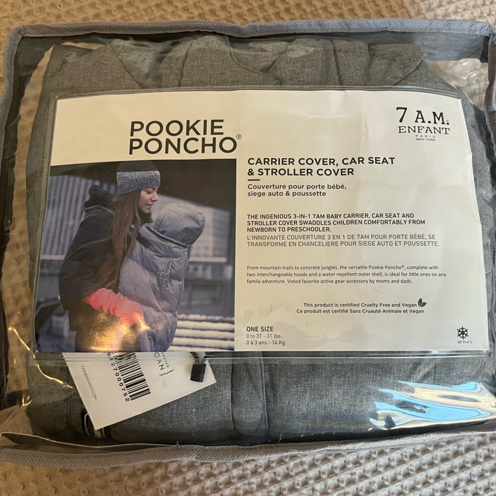 7 a.m. Enfant Pookie Poncho - Grey - Unopened